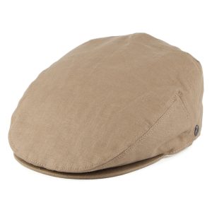 Camel Linen Flat Cap