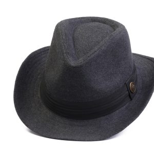 Dark Gray Cowboy Hat, Faux Felt Cowboy Hat, Winter Men Hat, Fedora Hats, Western Style Cowboy Hat, Vintage Old Style Man Hat