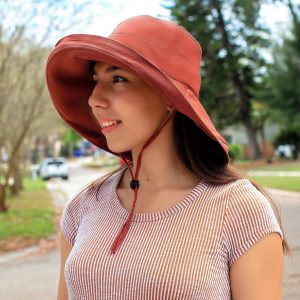 Adjustable Size Women's Summer Sunhat to Fit Small Medium Heads, Wide Brimmed Hat for Women, Foldable Hat Ladies, Red Bucket Hat