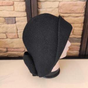 Women Cloche Hat with Cute Bow, Wool Winter Cloche, Black Hat Women, Winter Bucket Hat for Women Vintage Hat, Women's Gifts