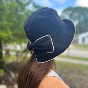 Women's Foldable 1920s Vintage Cloche Bucket Hat with Bowknot Lady Bowler Caps Feminine Sun Bonnet Hat with Chin Strap