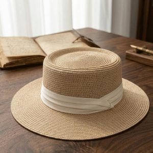 Formal Occasion Flat Top Braided Straw Hat Elegant Breathable Sun Protection Wide Brim for Wedding Garden Party Summer Women