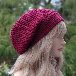 Burgundy Wine Slouchy Beanie, Women's Crochet Hat, Slouchy Hat, Oversized Slouch Beanie, Chunky Hat, Baggy Beanie, Winter Hat, Slouch Hat