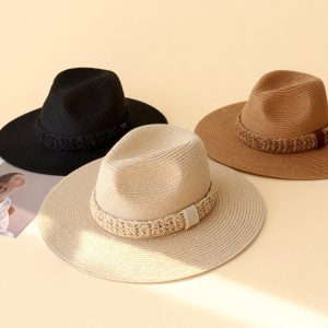 Straw Panama Hat, Wide Brim Summer Beach Sun Hat, Unisex Vacation Hat, Elegant Sun Protection, Lightweight Travel Hat