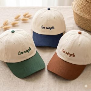 Embroidered Baseball Cap, "I'm Single" Sarcastic Quote Dad Hat