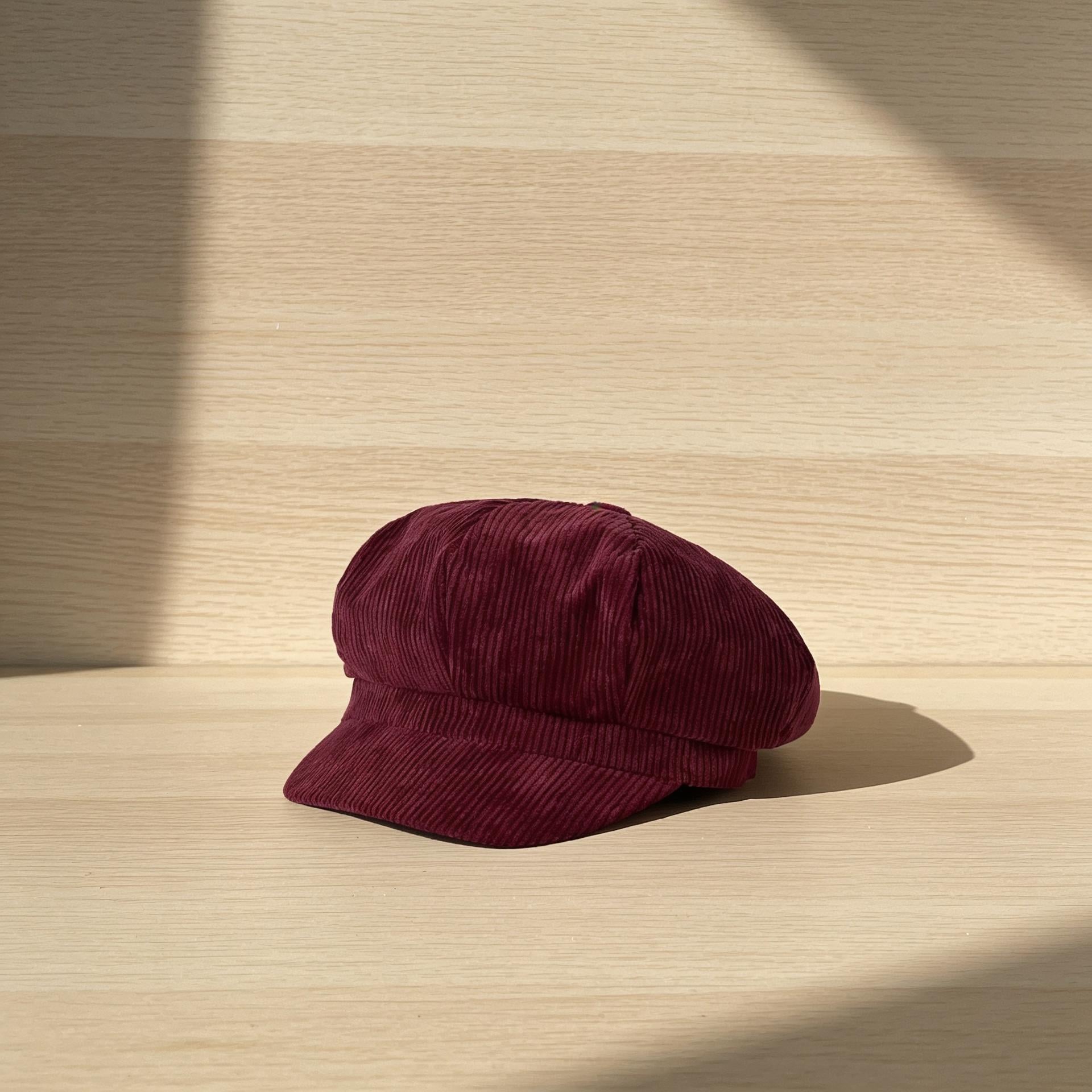 Vintage Made in Italy Wool Newsboy Cap Burgundy Red Baker Boy Cabbie Hat M/L Womens Newsboy Cap Wool Blend Retro Solid Color Gatsby  main image 2