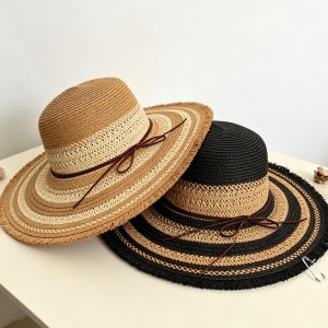 Summer Wide-brimmed Straw Sun Hat | Foldable with Windproof Chin Strap, Bohemian Retro Vacation Hat