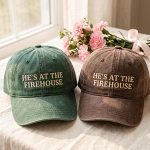 Embroidered Firehouse Cap, Firefighter Wife Hat, Cotton Baseball Cap